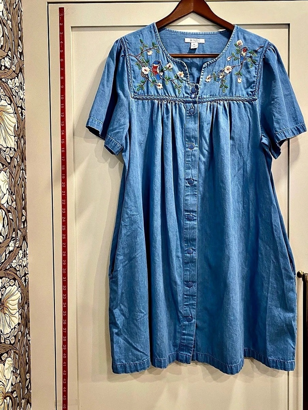 Go Softly Embroidered Mini Dress in Blue Size XL Like New